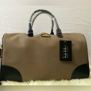Nicole Miller Taupe and Black Duffel